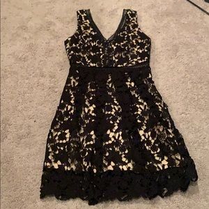 Francesca Black Floral Lace V-Neck Dress